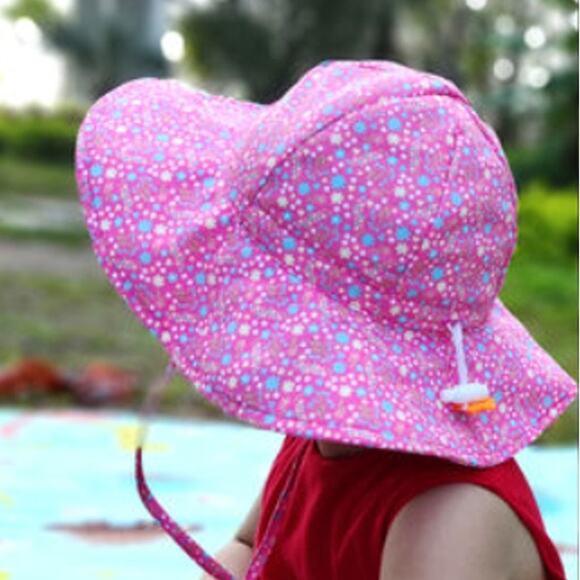 LOT of 2 Kids Flower Bucket Sun Protection Hat UPF/UV 50+ Adjustable Drawstring - Picture 5 of 9